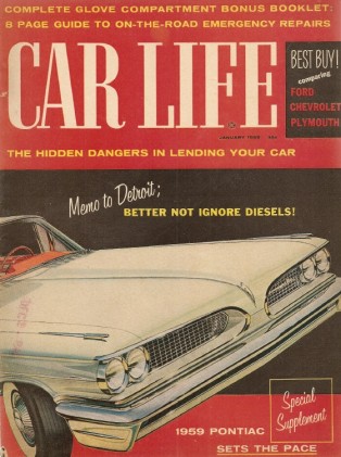 CAR LIFE 1959 JAN - PONTIAC SPECIAL, HEINKEL, T'BIRD STYLING*